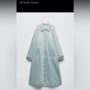 Zara Light Blue Denim Longline Jacket